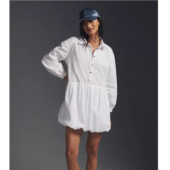 Anthropplogie Maeve Bubble-hem Shirt Dress In White size 2X - Picture 1 of 6